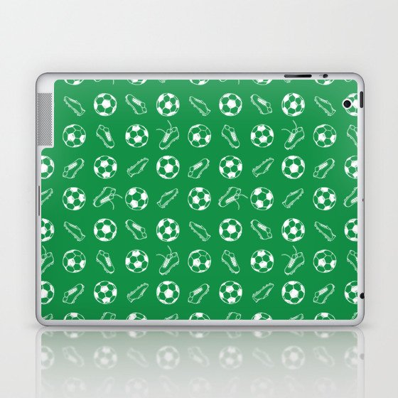 Soccer balls and boots doodle pattern. Digital Illustration Background Laptop & iPad Skin