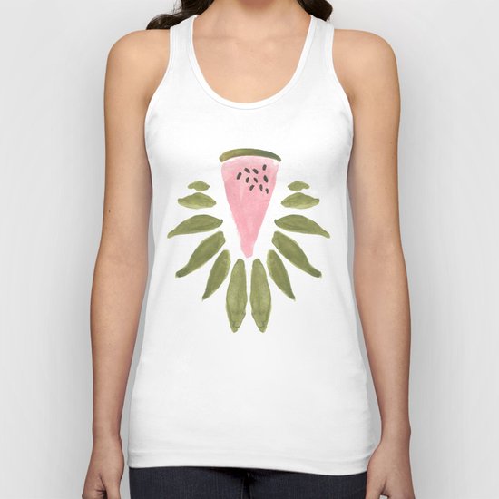 Watermelon and Leaves Unisex Tank Top