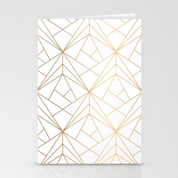 Geometric Gold Pattern With White Shimmer Stationery Cards