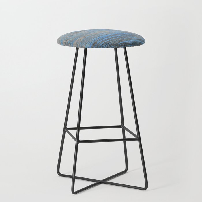 Faded Blue Painted Wood Bar Stool