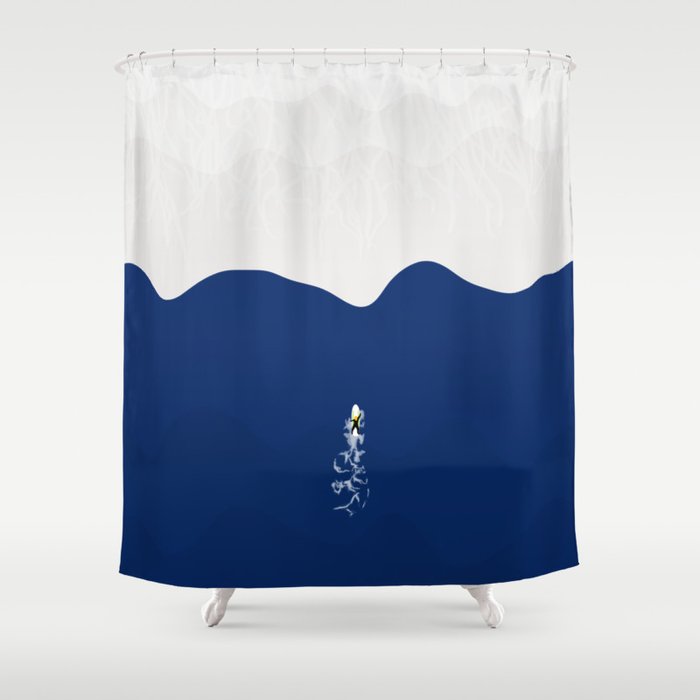 Lone Surfer | Aerial Illustration Shower Curtain