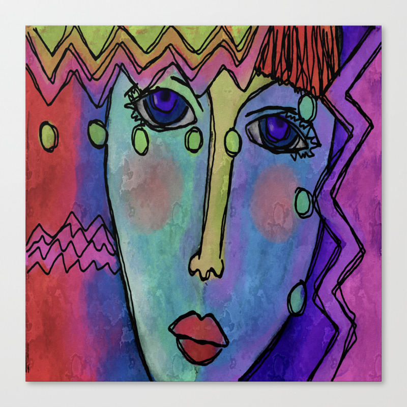 Colorful Abstract Digital Painting Of A Woman Canvas Print By