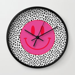 Make Me Smile - Cute Preppy Vsco Smiley Face on Black and White Wall Clock