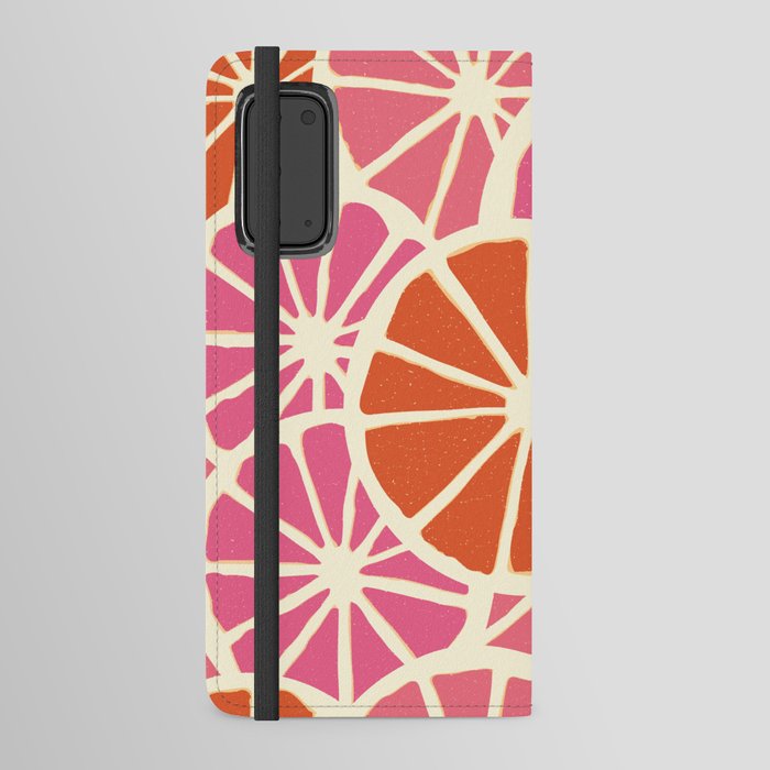 Pink Grapefruit Slices Pattern Android Wallet Case