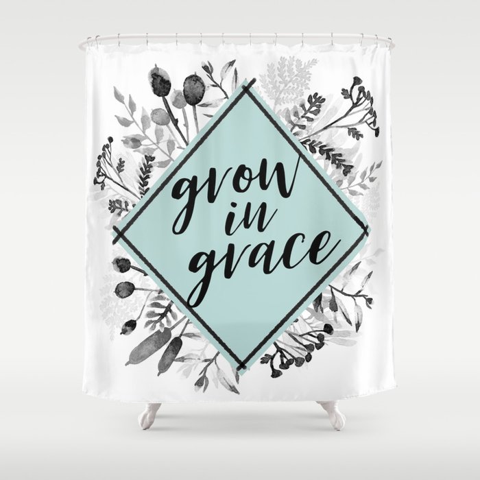 Grow in Grace Watercolor Floral Shower Curtain