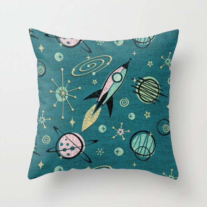 Atomic Space Age ©studioxtine Throw Pillow