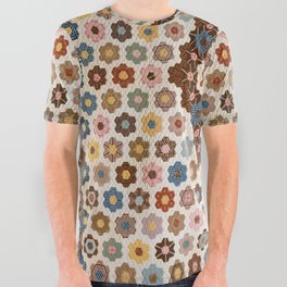 Antique Honeycomb Quilt Textile  All Over Graphic Tee