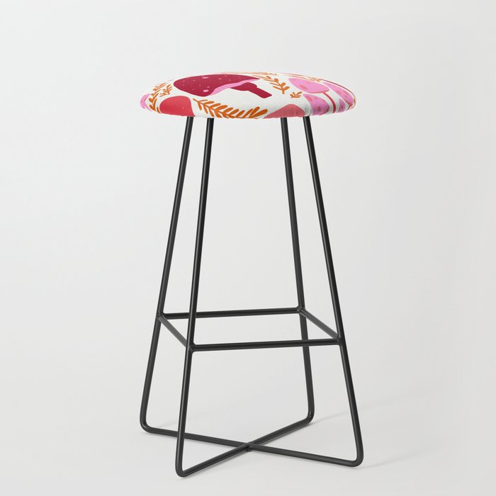Mushrooms - Pink & Orange Bar Stool