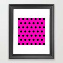 Hot Pink and Black Polka Dots Framed Art Print