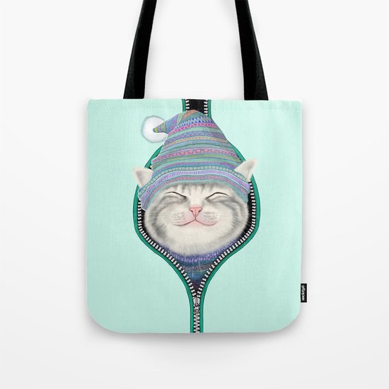 Cat in the zip Tote Bag