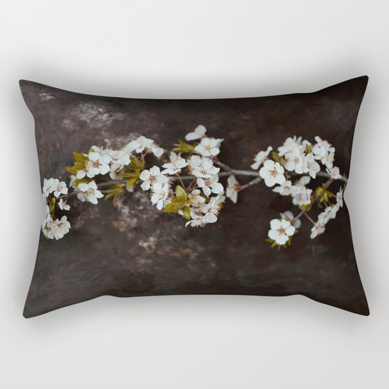 Cherry Blossom on black Rectangular Pillow