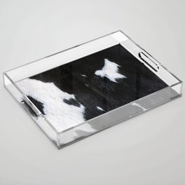 Black and White Cowhide, Cow Skin Print Pattern Acrylic Tray