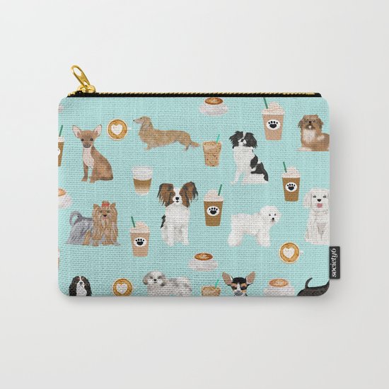 Coffee Dogs cute miniature dog breeds chihuahua bichon terrier Shih tzu pomeranian latte coffees Carry-All Pouch