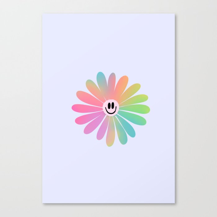 Smiley Daisy Rainbow Canvas Print