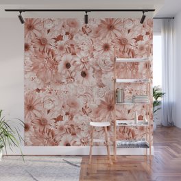 rosewood pink floral bouquet aesthetic assemblage Wall Mural