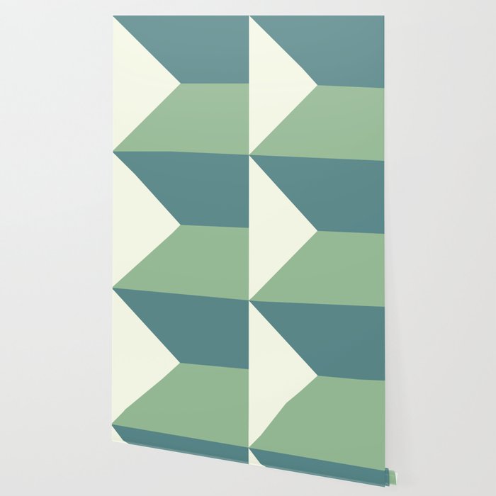 Green Blue Cream Abstract Geometric Art Wallpaper by ...