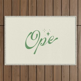 'Ope!' Risograph in Green Outdoor Rug