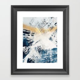 Sunset [1]: a bright, colorful abstract piece in blue, gold, and white by Alyssa Hamilton Art Framed Art Print