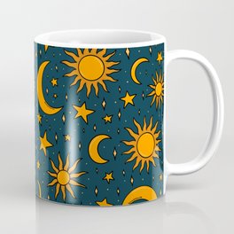 Vintage Sun and Star Print in Navy Coffee Mug