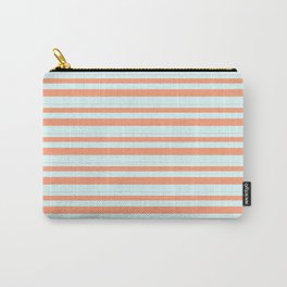 [ Thumbnail: Light Salmon & Light Cyan Colored Stripes Pattern Carry-All Pouch ]