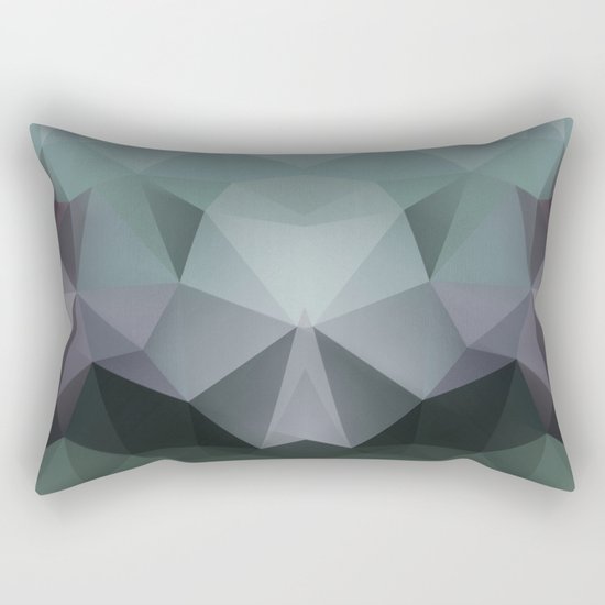 Abstract geometric polygonal pattern in grey and green tones . Rectangular Pillow