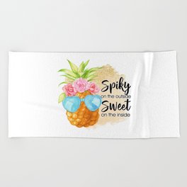 Spiky Outside Sweet Inside Pineapple Cute Floral Beach Towel