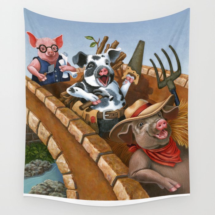 The Three Pigs Wall Tapestry
