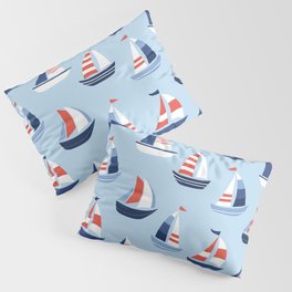 Sailboats in the distance - Blue and Orange Pillow Sham