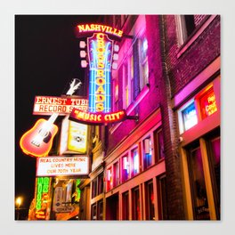 Music City Neons Of Nashville Tennessee 1x1 Canvas Print