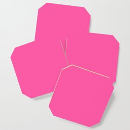 Brilliant Rose Pink Solid Color Popular Hues - Patternless Shades of Pink Collection - Hex #FF55A3 Coaster