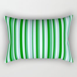 [ Thumbnail: Light Cyan, Light Blue, Green, and Sea Green Colored Pattern of Stripes Rectangular Pillow ]