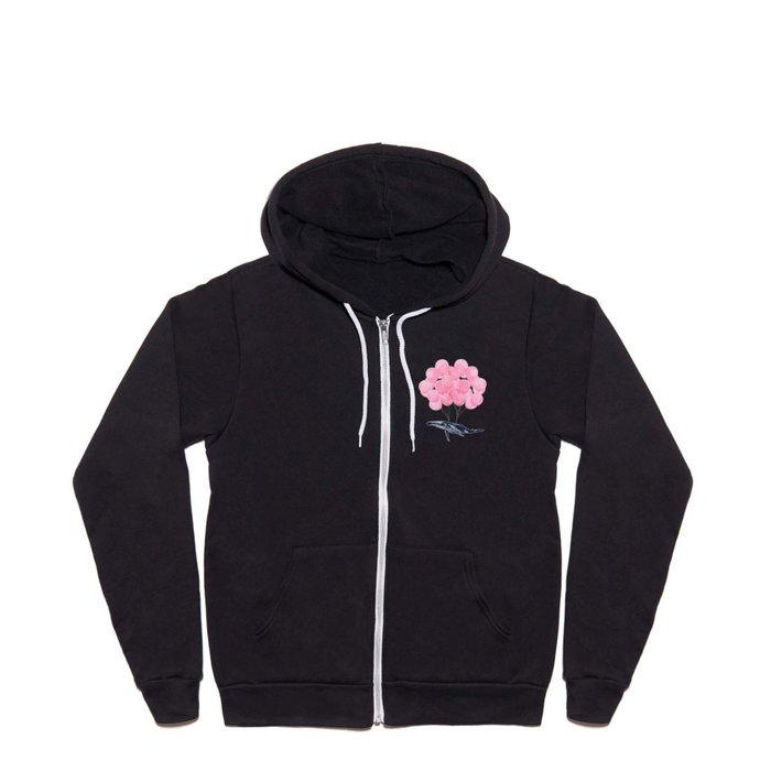 Flying Whale with Pink balloons #1 Full Zip Hoodie