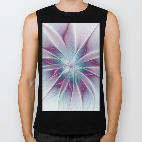 Floral and Luminous, abstract Fractal Art Biker Tank