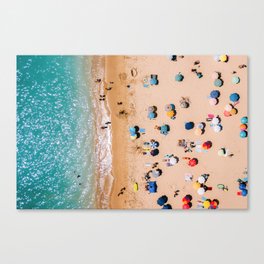 People On Algarve Beach In Portugal, Drone Photography, Aerial Photo, Ocean Wall Art Print Canvas Print