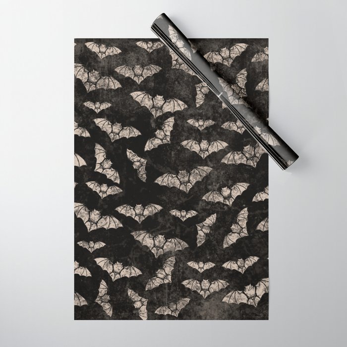Vintage Halloween Bat pattern Wrapping Paper