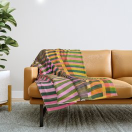 Twisted Stripes in Pink and Yellow Throw Blanket