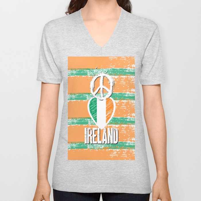 Peace, Love, Ireland V Neck T Shirt