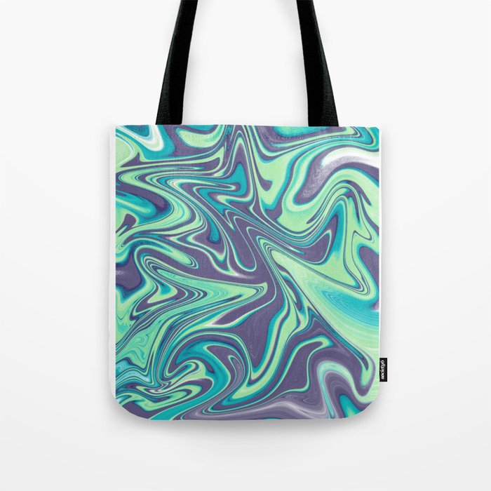 Green and Blue Fluid Contemporary Design Tote Bag