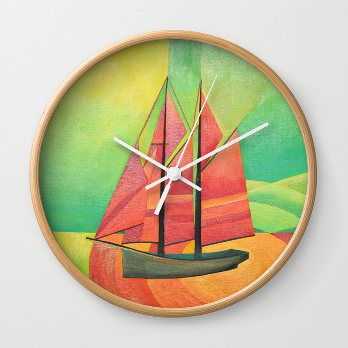 Cubist Abstract Sailing Boat Wall Clock