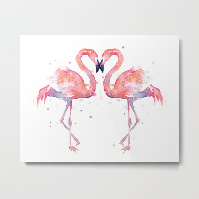 Pink Flamingo Love Two Flamingos Metal Print