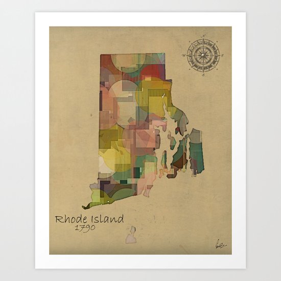 Rhode Island state map Art Print
