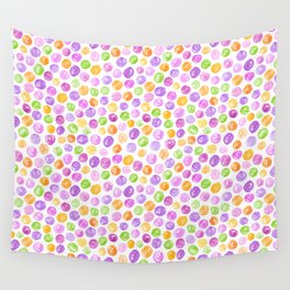 Watercolor Dots - Purple, orange and green Wall Tapestry