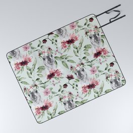 llama alpaca floral watercolor pattern Picnic Blanket