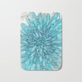 Shattering Bath Mat | Ink, Painting, Floral, Blue, Abstract 
