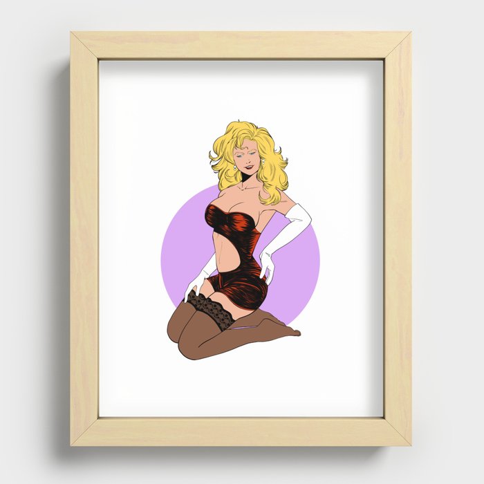 Vintage 80's Comic Style Blonde Girl Recessed Framed Print