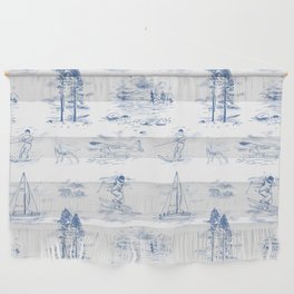 Tahoe Toile in Lake Blue on White Whimsical Summer Beach Adventure Pattern  Wall Hanging