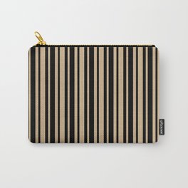 Tan Brown and Black Vertical Var Size Stripes Carry-All Pouch