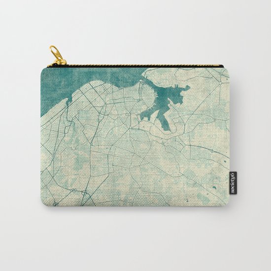 Havana Map Blue Vintage Carry-All Pouch
