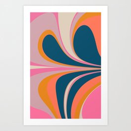 Abstract Marble Shapes in Blue and Orange Art Print