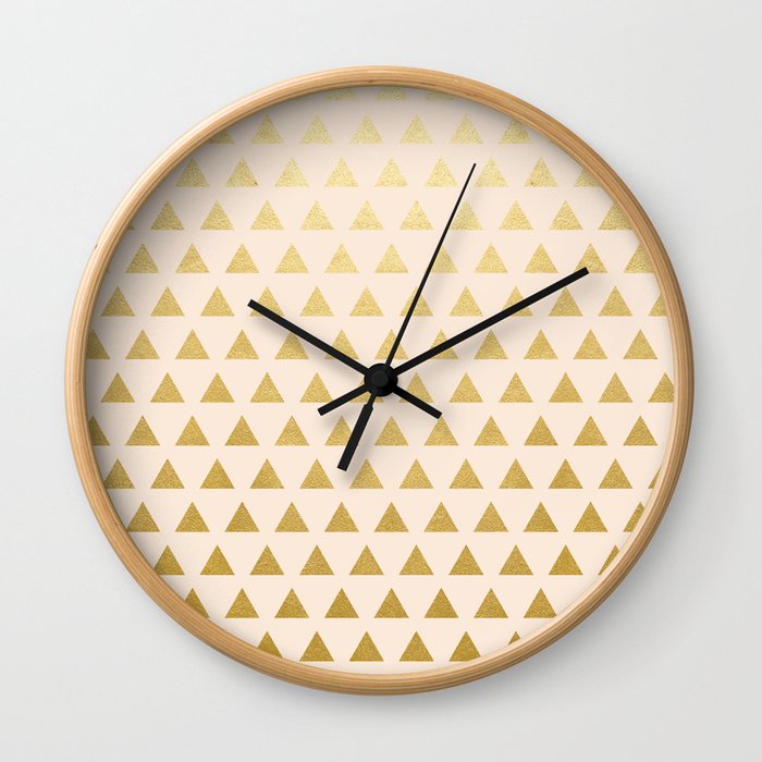 Blush + Gold Triangles #society6 #decor #buyart Wall Clock
